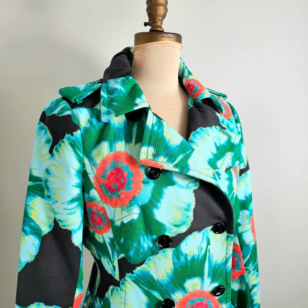 Banana Republic Floral Trench Coat – Statement Belted Coat – Size M - Picture 7 of 10